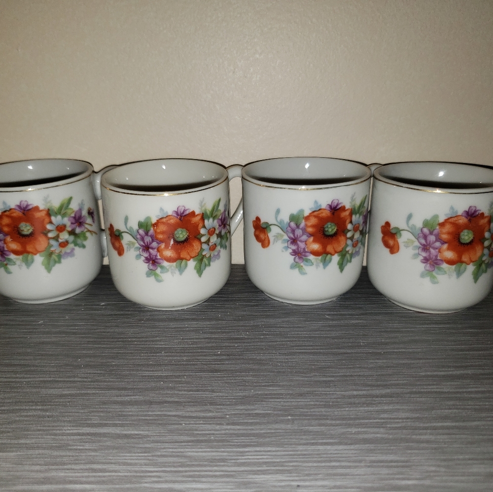 Demitasse Cups Made in Occupied Japan.  Set of 4.